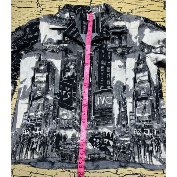 Parsley & Sage Womens Gray & Black Abstract NY City Boho Button Up Jacket India - Picture 4 of 16
